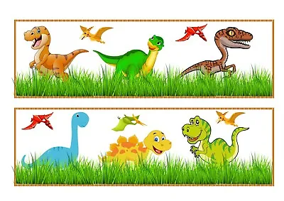 Dinosaur Theme Edible ICING Sheet CAKE Border X 2 • £3.50