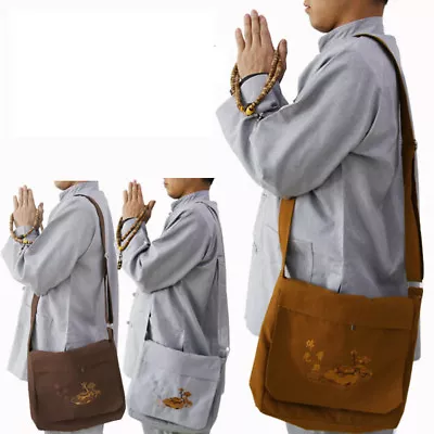 Buddhist Zen Monk Embroidery Shoulder Bag Kung Fu Shaolin Temple Canvas Bags Hot • $19.90