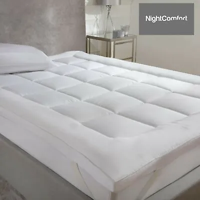 NightComfort Hotel Quality Soft Touch Bounce Back Anti Allergy Mattress Topper • £11.19