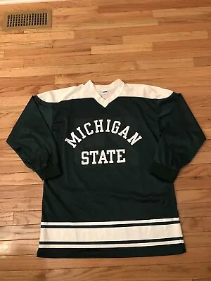 Michigan State Spartans NCAA Vintage Authentic Champion Blue Bar Hockey Jersey • $65