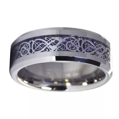 Royal Purple Celtic Dragon Ring Womens Mens Tungsten Wedding Band Sizes 6-17 8mm • $24.99