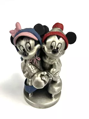 DISNEY Mickey & Minnie Mouse Skating Together Pewter Figurine Hudson Made In USA • $19.99