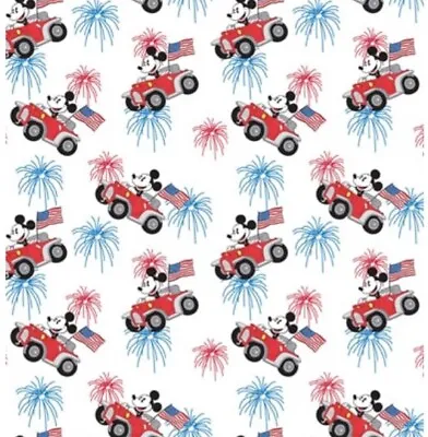 Patriotic Mickey Mouse Red Car Valance Curtain 42x14 Children Bedroom • $18.99