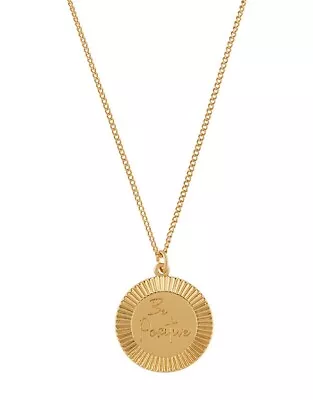 BNWOT ACCESSORIZE Z Gold-Plated Message Positivity Disc Pendant Necklace • £5.50