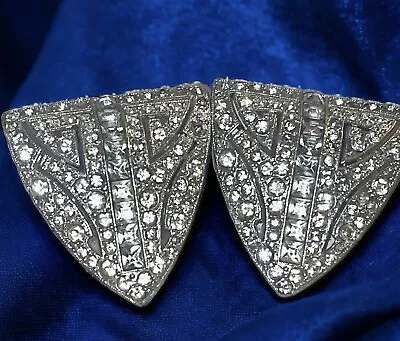 Pair Coro Vintage Patented Dress Clips Rhinestone Art Deco Sparklers! • $70