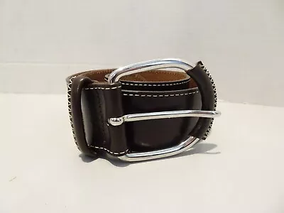 Talbots Wide Dark Brown Leather Belt Size XS Made In Italy Vintage • $19.99