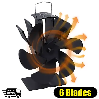 6-Blade Stove Fan Wood Stove Fan Fireplace Fan Heat Powered Fireplace Fan Eco US • $26.69
