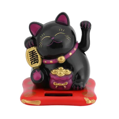 Solar Powered Chinese Maneki Neko Lucky Waving Beckoning Fortune Cat Decor DL DD • $7.82