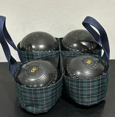 Henselite Lawn Bowls Mixed Set 2x Size 2 Medium Classic Deluxe 2x Size 4 Heavy • £44