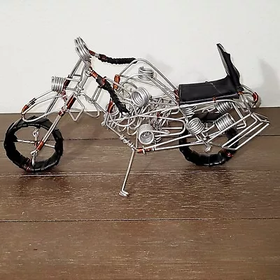 Vintage Folk Wire Art Harley Motorcycle Decorative Accent Sculpture 13.5  • $29.74