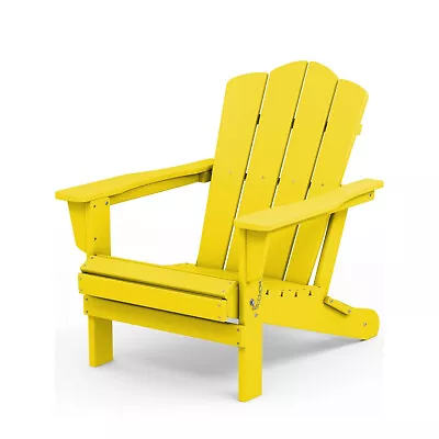 Folding Outdoor Adirondack Chair Durable Patio Deck HDPE UV Resistant Yellow Sun • $134.75