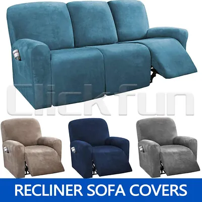 $42.69 • Buy Stretch Recliner Chair Covers Lounge Couch Cover Velvet Slipcovers 1/2/3 Seater