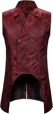 Mens Paisley Dress Vest Gothic Steampunk Waistcoat Floral Sleeveless Tailcoat • $53.90