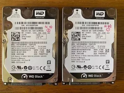 Matched Pair Of WD Black 750GB HDD 7200 Rpm Hard Disk Drive 2.5  SATA WD7500BPKX • £49.99