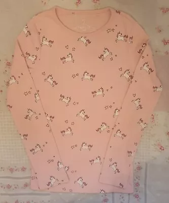 Next Girls Pink Long Sleeved Top With Unicorn Print Age 10 • £1.50