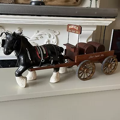 Shire Horse Figure Ornament With Cart Wagon Highfield Ales & Harness Vintage • £29.95