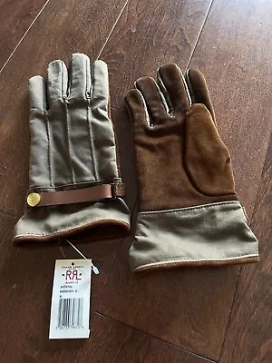 Vintage RRL Ralph Lauren Double RL Gloves One Size Italy Leather Suede Plaid 225 • $109.99