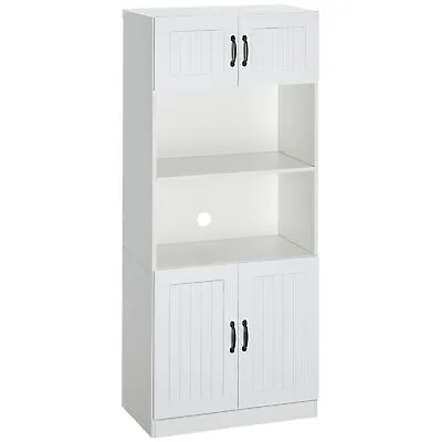 £89.99 • Buy HOMCOM Kitchen Storage Cabinet, Cupborad With 5-tier Shelving 4 Doors, White