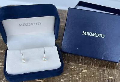 Vintage MIKIMOTO 14k White Gold 6mm Pearl Screw Back Earrings In Box & Over Box • $299.99