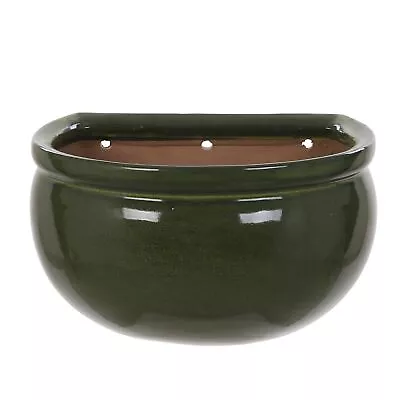 Green Ceramic Wall Planter Pot - Frost Proof • £14.99