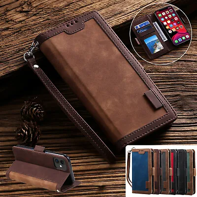 $5.99 • Buy Retro Flip Leather Card Wallet Case Strap For IPhone 14 13 Pro Max 12 11 XS XR 8