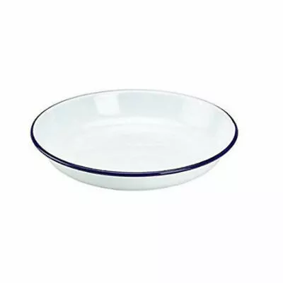 Falcon Enamelware Rice/Pasta Plate 18cm White/Blue • £6.44