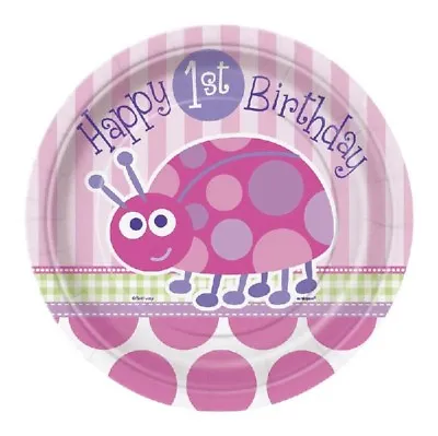8 X 7  Paper Plates Girls Ladybird 1st Birthday Party Tableware Supplies Baby • £2.95