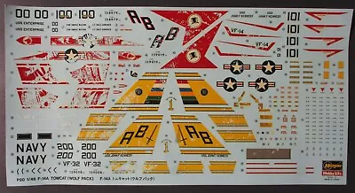 Hasegawa 1/48th Scale F-14A Tomcat Decal Sheets From Kit No. P20 - USED!! • $30.99