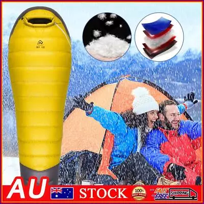 Goose Down Camping Sleeping Bag Ultralight For Outdoor Indoor (Yellow 600g) • $88.29