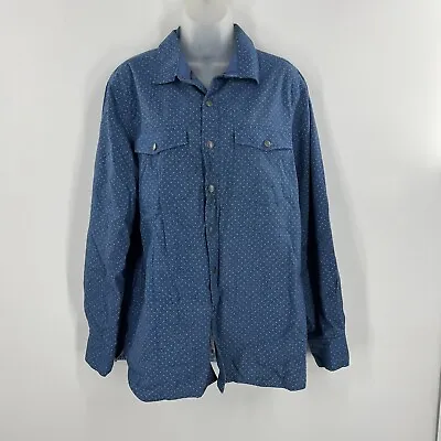 Construct Mens Blue Polka Dot Button Down Long Sleeve Dress Shirt Size L • $24