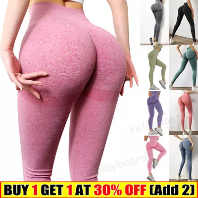 Women Leggings Booty Scrunch Sports Butt Lift Fitness Gym Seamless Yoga Pants US • $5.29