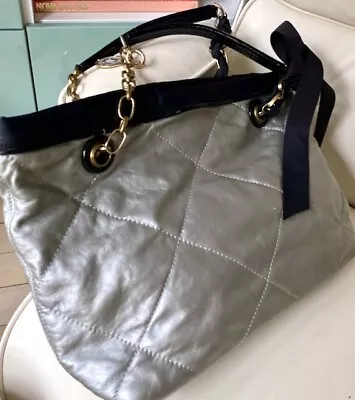 Lanvin Amalia Quilted Leather Shoulder Bag Tote - Silver Medium • £144.57