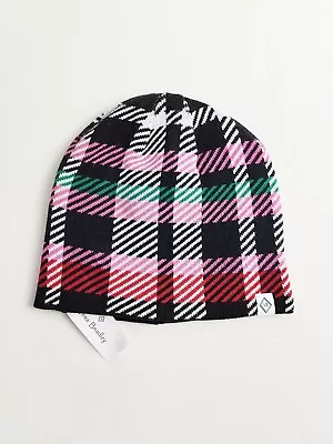 Vera Bradley Beanie Ribbon Plaid Reversible Hat Pink Black White Red Green • $24.99