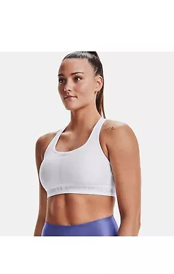 New Under Armour Women’s Crossback Mid Impact Sports Bra White Size Medium NWT~ • £21.99