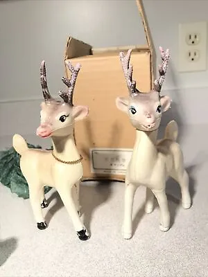 LOT OF 2 Vintage Reindeer Deer Christmas Soft Plastic Swivel Heads  Hong Kong • $15.50