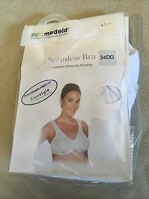 Medela Nursing Bra 34DD Seamless White Hands Free Pumping New • $11.91