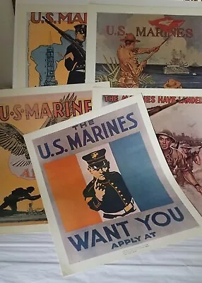 5 Diff WWII U. S. MARINE CORPS RECRUITING POSTERS - Reproduced In 1974 • $27.50