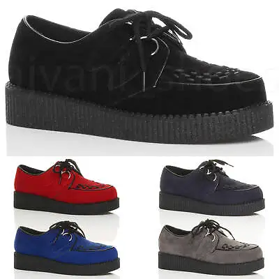 Mens Platform Wedge Lace Up Goth Punk Brothel Creepers Beetle Crushers Shoes • £29.99
