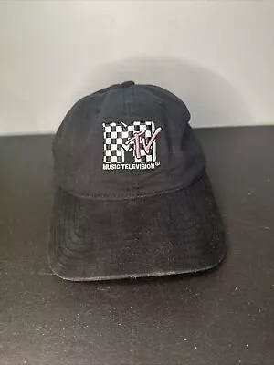 MTV Black Baseball Cap 1980s I Want My MTV Hat Checkerboard Logo Vintage • $15.99