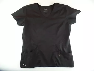 NrG By Barco Womens Size Large Black Scrub Top 2 Pocket Comfort Stretch Medical • $10.49