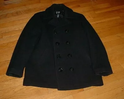 Vintage Gap Mens Double Breasted Navy Wool Pea Coat Anchor Buttons Size XS Nice! • $69.99