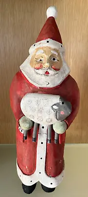 Larger 15  Carved Wood Santa & Lamb Figure Father Christmas Midwest Importers • $25