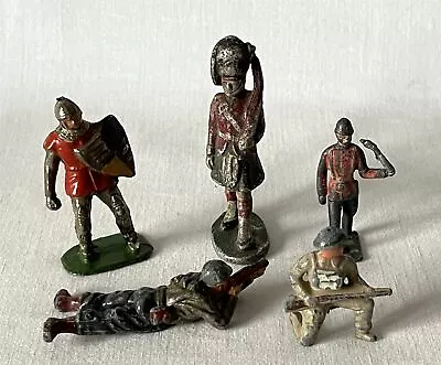 5 Mixed Damaged Vintage Painted Metal Toy Soldier Figures Diff Scales / Makers • £6.95