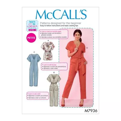 NEW McCall's Sewing Pattern M7936 Misses' Romper Jumpsuit And Belt By Spotlight • $28