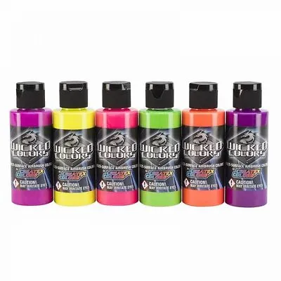 £52.23 • Buy Airbrush Paint - Wicked Colors Fluorescent Set W103-00 6 X 60ml