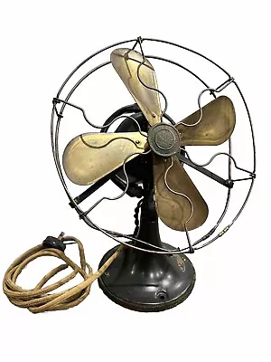 Antique 1920 9” Brass Blade Fan GE Whiz Adjustable Working Desk Decor Movie Prop • $199.49