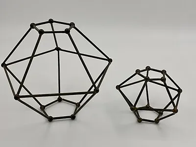 Metal Geometric Orb Wire Tabletop Sculpture - Modern / Art Deco - Set Of 2 • $49.99