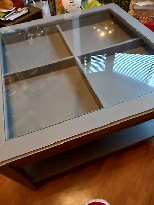 IKEA LIATORP Grey Glass Top Coffee Table With Display Drawer • £35