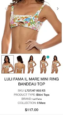 Nwt Luli Fama Il Mare Mini Ring Bandeau Top Msrp$117 Xs • $25