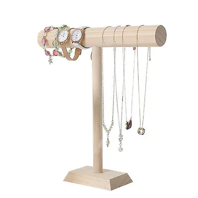 £16.30 • Buy Necklace Holder T Bar Tall Jewelry Natural Color Bracelet Storage Display Stand
